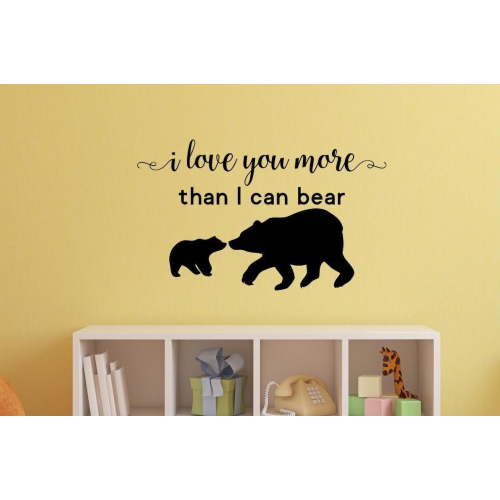 Nursery Wall Decals I Love You More Than I Can Bear Baby Decor Stickers 23x14-Inch Black