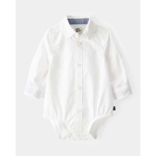 Baby Boy Long-Sleeve Button-Down Bodysuit - White - OshKosh B'gosh | Carter's