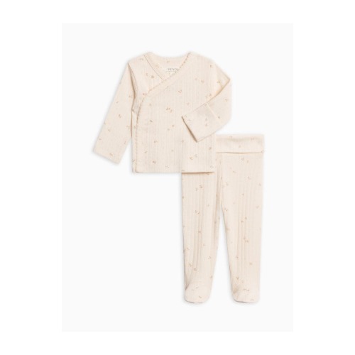 Lacey Pointelle Kimono Top and Pant Set, 3-6M
