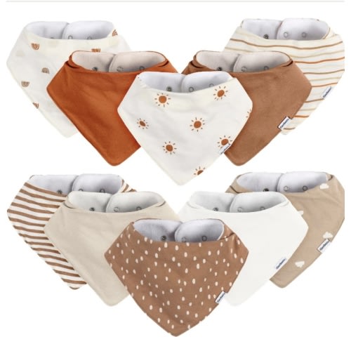 10-Pack Baby Neutral Rust Suns & Rainbows Jersey Bandana Bibs – Gerber Childrenswear