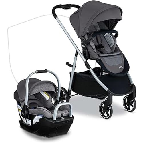 Britax Willow Grove SC Baby Travel System, Infant Car Seat and Stroller Combo with Alpine Base, ClickTight Technology, SafeWash, Pindot Stone