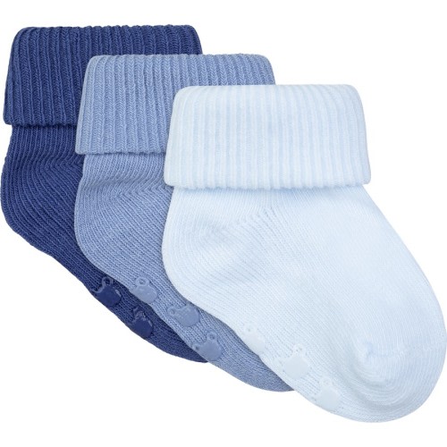 Underworks Baby Ribbed Turn Over Top Socks 3 Pack - Blue Multi - Size 000