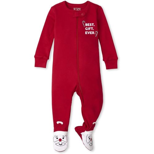 The Children's Place Baby Girls' One Piece and Toddler Christmas Santa Footie Pajama Seasonal