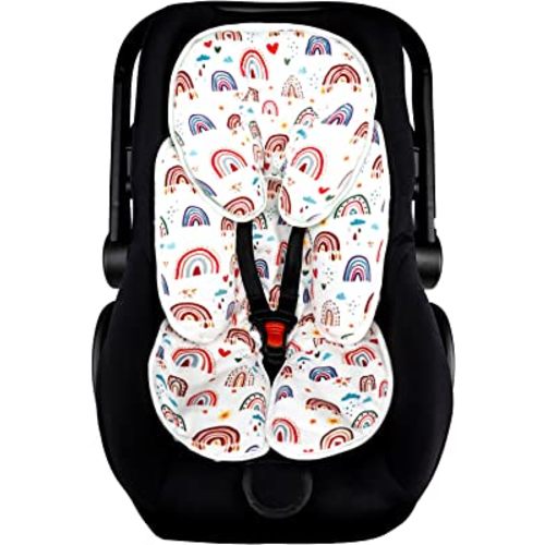 Baby Car Seat Head and Body Support Pillow,2-in-1Infant Car Seat Insert, Cushion for Stroller,Swing,Bouncers,Rainbow