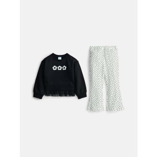 Wonder Nation Toddler Girls Crewneck and Flare Leggings, 2-Piece,Outfit Set, Sizes 12M-5T