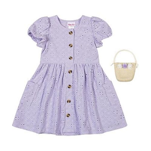 Baby & Toddler Girl Little Lass Knit Eyelet Dress with Pockets & Handbag Set
