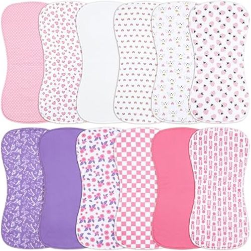 Baby Burp Cloths &Baby B.ibs 2-in-1 Design 3 Layers Thicken Cotton Absorbent and Soft Spit Up Burping Rags Set for Newborn (Multicolor-02)