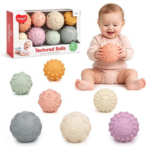 Sensory Balls,Vinyl Soft Textured Montessori Toys,Easy Grip,Colors Multi-Sensory Stimulation,Motor Skill Development,for 6M+,Model Number YL8103B