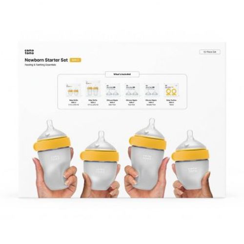Comotomo Newborn Starter Baby Bottle Set - Yellow - 12pc