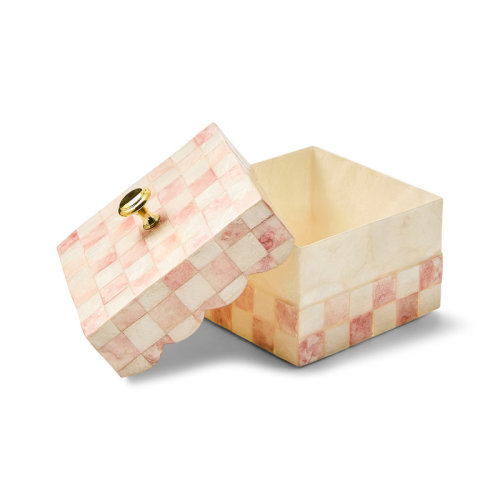 MacKenzie-Childs Rosy Check Capiz Scalloped Box | Wayfair