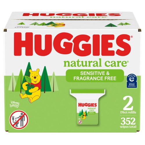 Huggies Natural Care, Sensitive & Fragrance Free Baby Wipes, Refill Pack, 184 Count, 352 Count