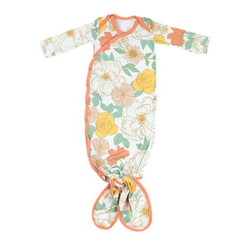 Copper Pearl Baby Gown - Knotted Newborn Sleepers for Baby Boy and Girl, Soft Stretchy Long Sleeve Infant Gowns with Bottom Tie and Hand Mittens, Perfect Hospital Coming Home Outfit (Rose)