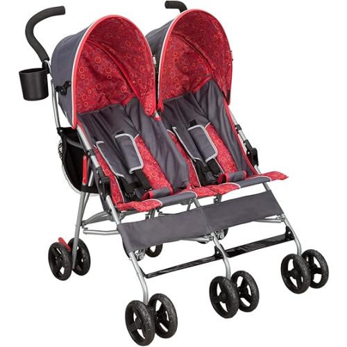 Delta Children LX Side by Side Stroller - with Recline, Storage & Compact Fold, Grey