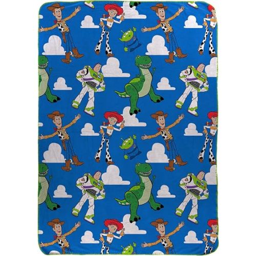 Jay Franco Kids Plush Throw Blanket – Soft & Cozy Fleece Throw for Bedroom & Couch Décor, Official Licensed Product, Blue - Toy Story, 46x60 - Throw Blanket
