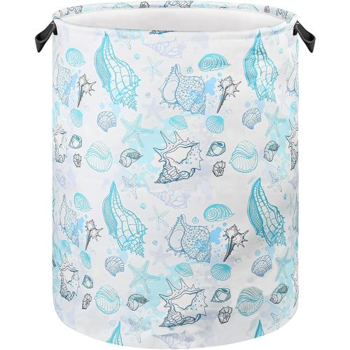 Beach Laundry Basket for Ocean Room Decor Coastal Sea Nursery Hamper Gift for Kids Boys Bin for Bathroom Bedroom Dorm, 17.71"x13.77"