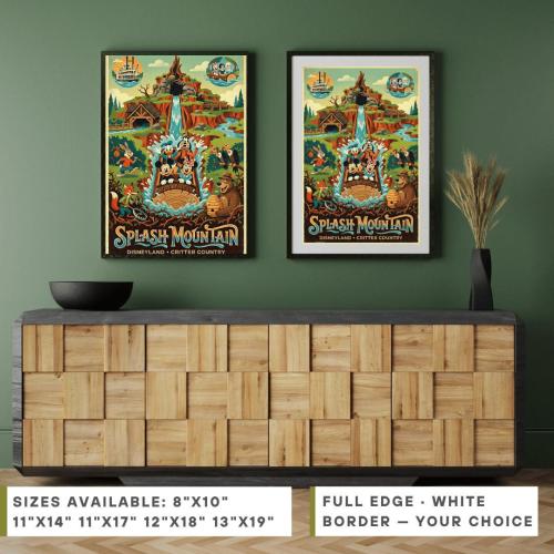 Disneyland Splash Mountain Attraction Ride Poster, Critter Country Art, Disneyland Poster, Disney Gift Idea, Disney Wall Art, Retro Wall Art