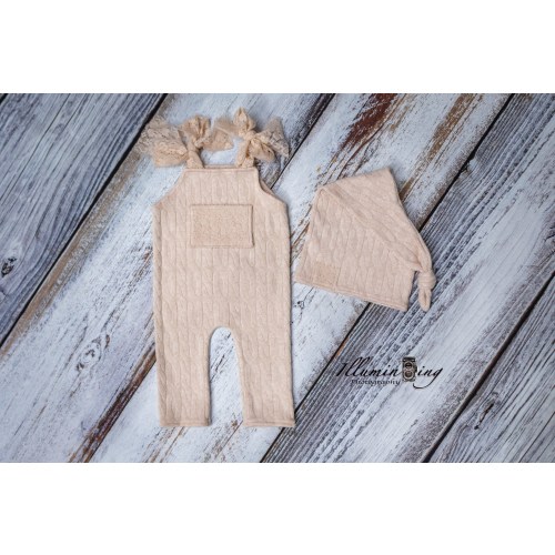 Newborn Cable Knit Pink Overalls, Knotted Sleeper Hat, Newborn Outfit, Newborn Photography Prop Girl, Pictures, Coming Home, Ready to Ship!