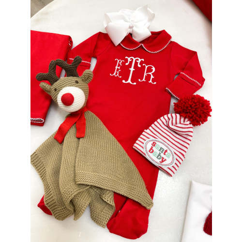 RED WITH WHITE TRIM FOOTIE