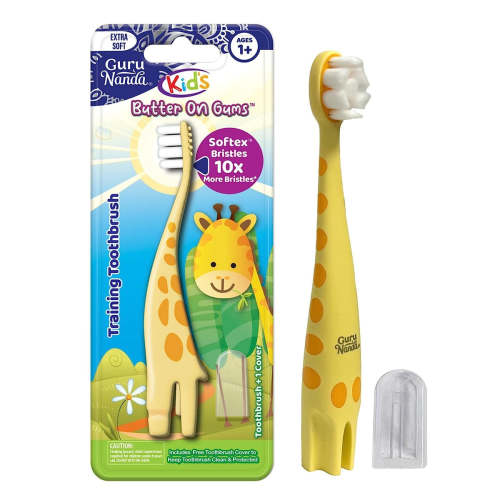 Kids Butter on Gums Giraffe Training Toothbrush with Cover