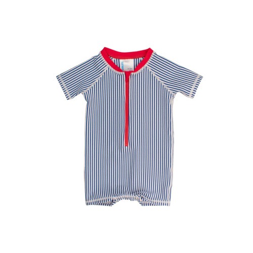 Baby Boys UPF50+ Seersucker Short Sleeve One Piece Rash Guard