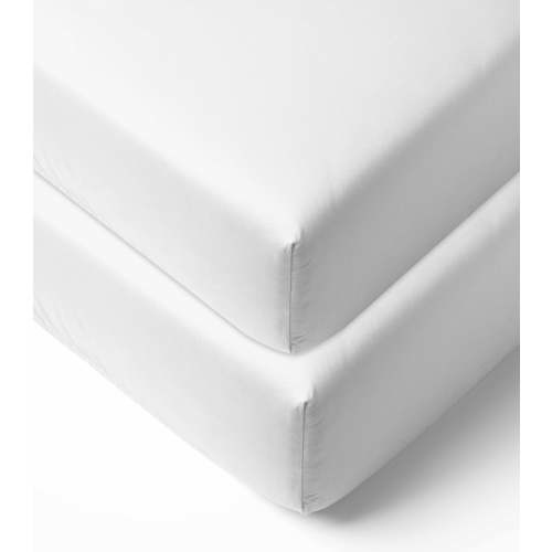 Bacati - 2 Pack Solid Neutral 100% Cotton Percale Universal Baby US Standard Crib or Toddler Bed Fitted Sheets (White)