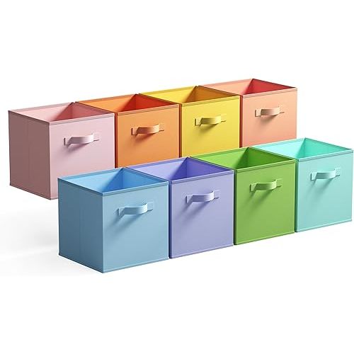 GRANNY SAYS 11 Inch Cube Storage Bins, Colorful Cube Storage Organizer, Fabric Storage Bins, Storage Cubes for Shelves, Closet, Toy Storage Bins for Kids Room, Play Room, Colour, 8-Pack