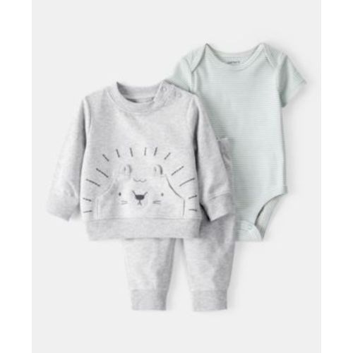 Baby Boys Lion Little Pullover Top, Bodysuit & Pants, 3 Piece Set
