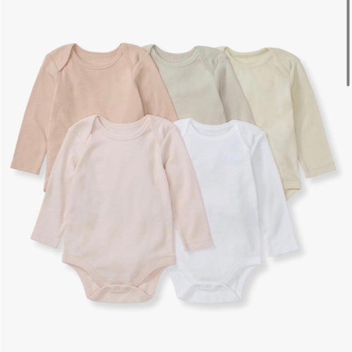 Newborn Burt's Bees Baby Unisex Bodysuits, Long Sleeve Organic Sleepwear, 5-Pack