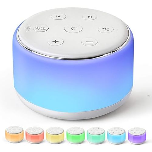 FamiSym White Noise Sound Machine Baby for Sleeping with Night Light – 34 Soothing Sounds, Rechargeable White Noise Machine for Kids Adults, Portable Lullaby Sleep Machine Baby Soother Home Travel