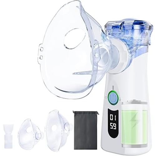 Portable Nebulizer for Adults & Kids - Ultra-Fine Mist, Adjustable Modes, Silent Operation - USB-C Rechargeable Travel Mesh Nebulizer Spacer OTC