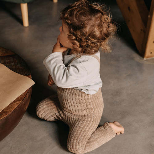 Cotton Terry Rib Footless Tights with Braces - Peanut Melange – MamaOwl