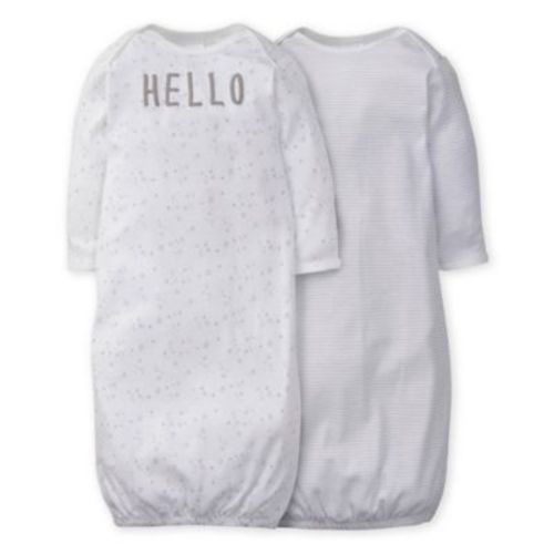 Gerber® Size 0-6M 2-Pack Gowns in Grey/White - GREY - 0-6 MONTHS