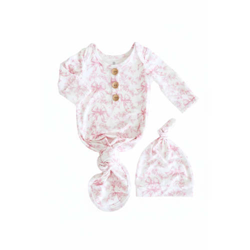 Fancy Frills Newborn Baby Knot Gown & Hat Set