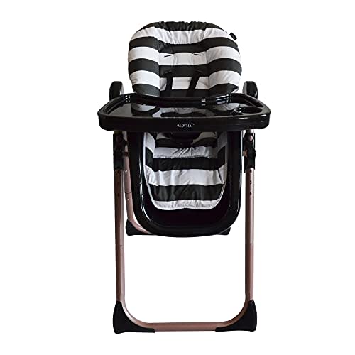 Your Babiie 'MAWMA by Snooki' Rose Gold Black Stripes Fitzrovia Infant Highchair - Height-Adjustable Baby High Chair - Easy-Clean Foldable & Compact Weaning Highchair - Suitable from 6 Months