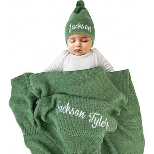 Personalized Baby Blanket with Name, GOTS Organic Custom Baby Blanket