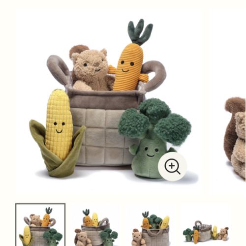 Veggie Basket Interactive Play Set with Plush Toys