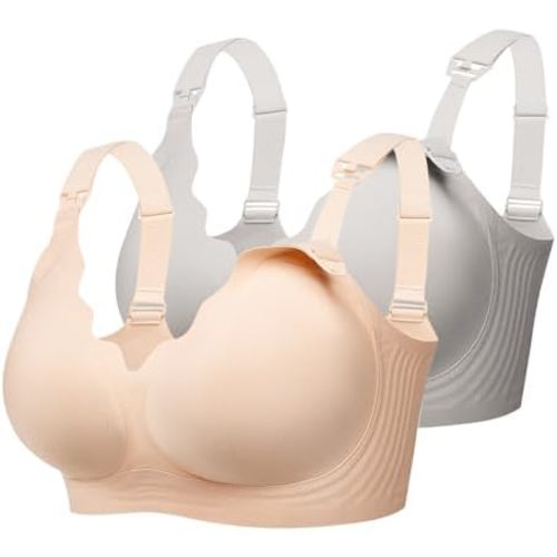 Nursing Bras for Breastfeeding, Ultra Comfort Maternity Bra with Jelly Strip Support, Buttery Soft Seamless Bralette