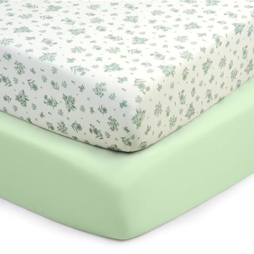 UOMNY Crib Sheet, Green Flower Crib Sheets Baby Sheet for Standard Crib and Toddler Mattresses Nursery Bedding Sheet Crib Mattress Sheets for Boys and Girls 1 Pack Toddler Sheet