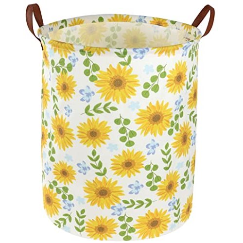 Essme Baby Girls Laundry Hamper, Baby Storage Basket for Girls Sunflower Bedroom Decor, Nursery Hamper,Yellow Hamper，Gift Baskets,Home Organizer(Sunflower)
