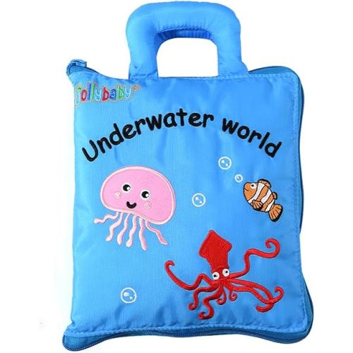 Jollybaby Quiet Book for Toddlers - Montessori Basic Skills Activity Toys - Preschool Learning Soft Travel Toy & Sensory Educational Busy Book for 1-3 Year Old Boys & Girls + Zipper Bag(Wathet)