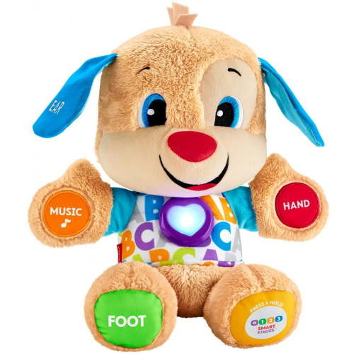 Fisher-Price Plush Baby Toy with Lights Music and Smart Stages Learning Content, Laugh & Learn Puppy​
