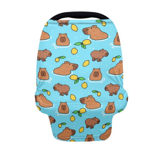 Renewold Capybara Lemon Blue Infant Car Seat Cover Adorable Stretchy Nursing Scarf Car Seat Canopy Shopping Cart Cover High Chair Cover Protect Babies Breastfeeding Mothers