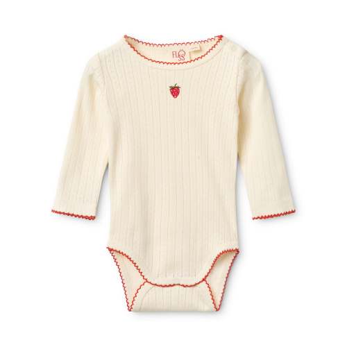 Flora Pointelle Bodysuit with Strawberry Embroidery