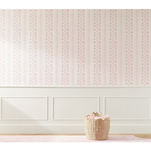 Pink Floral Stripe Wallpaper