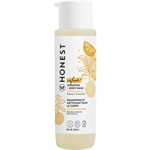 The Honest Company 2-in-1 Cleansing Shampoo + Body Wash | Gentle for Baby | Naturally Derived, Tear-free, Hypoallergenic | Citrus Vanilla Refresh, 18 fl oz
