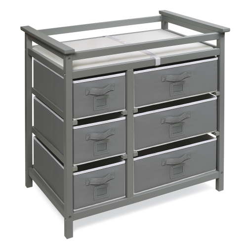 Badger Basket Modern Baby Changing Table with Six Baskets - Gray