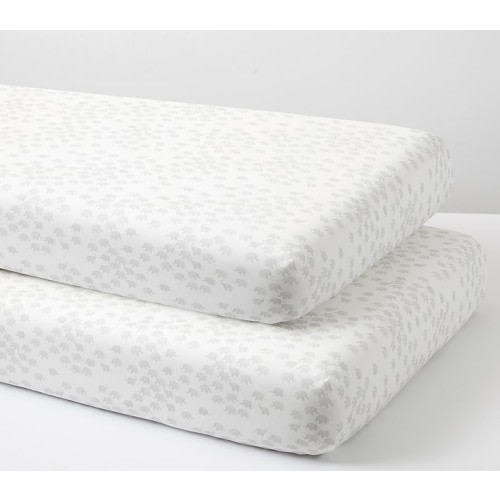 Watercolor Elephant Organic Crib Fitted Sheet