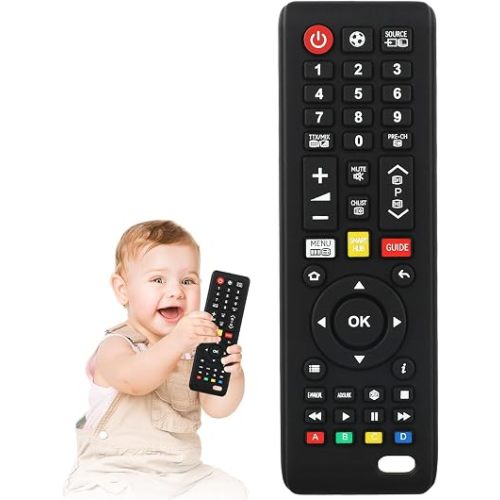 Baby Silicone Teething Toys, Simulation TV Remote Control Shape Teether Toys for Toddlers 3-18 Months, Boys Girls Baby Teething Toys, Babies Chew Toys, Freezer BPA Free