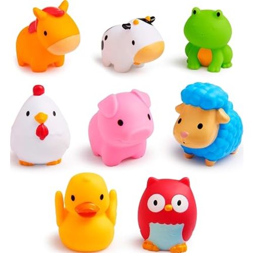 Munchkin Baby Bath Toy Squirts for Babies and Toddlers 9 Months and Up, Farm Animal Squirters, 8 Pack