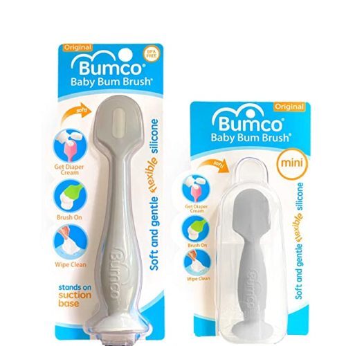Baby Bum Brush Bumco Diaper Cream Spatula + Mini for Baby Butt Cream with Travel Case - Diaper Cream Applicator Set, Butt Spatula Baby Necessities, Diaper Cream Brush, Gray